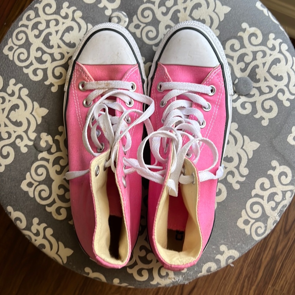 Hot pink converse high tops